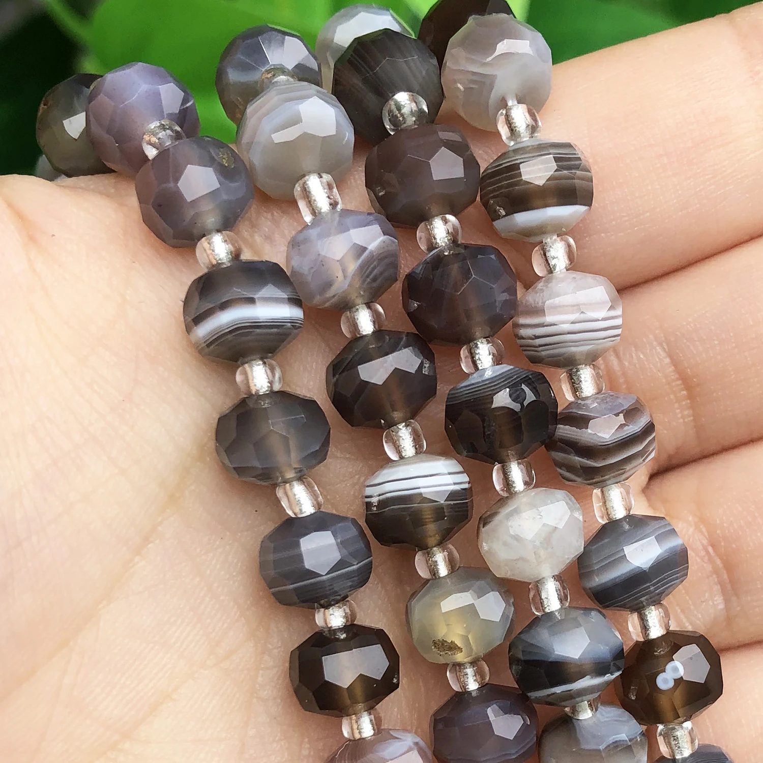 

8x6mm Natural Faceted Brown Persian Agates Stone Column Loose Gem Beads for Jewelry Making DIY Bracelet Accessories 7.5''