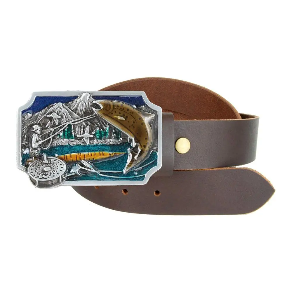 Fashionable Men's 3D Fishing Metal Belt Buckle Color Western Denim Belt Buckle Jeans Collocation