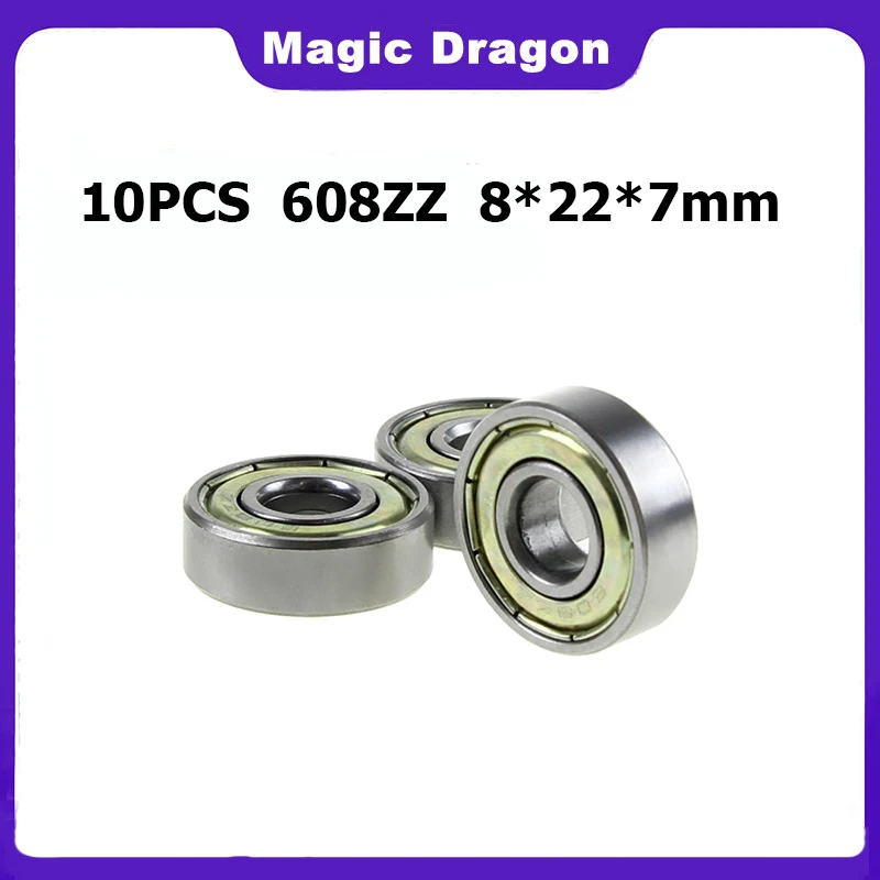 Wysokiej jakości 10szt ABEC-5 608ZZ Łożysko kulkowe zwykłe 608 Łożysko kulkowe 608 2Z metalowe uszczelnione 608 608Z 608ZZ 8*22*7mm