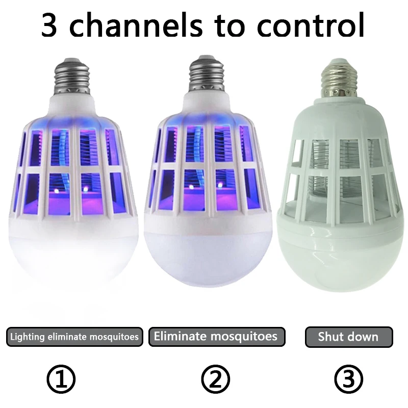 Противомоскитная лампа, светодиодная лампа, УФ-освещение, убийца, 220 В, 110 В, белые лампы с управлением, двойного назначения, 3-ступенчатый