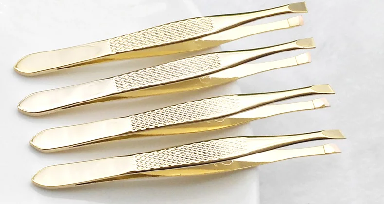 눈썹 족집게 2pcs 경사 플랫 팁 콧수염 헤어 리무버 용 눈썹 족집게 거짓 속눈썹 클립 얼굴 얼굴 코 메이크업