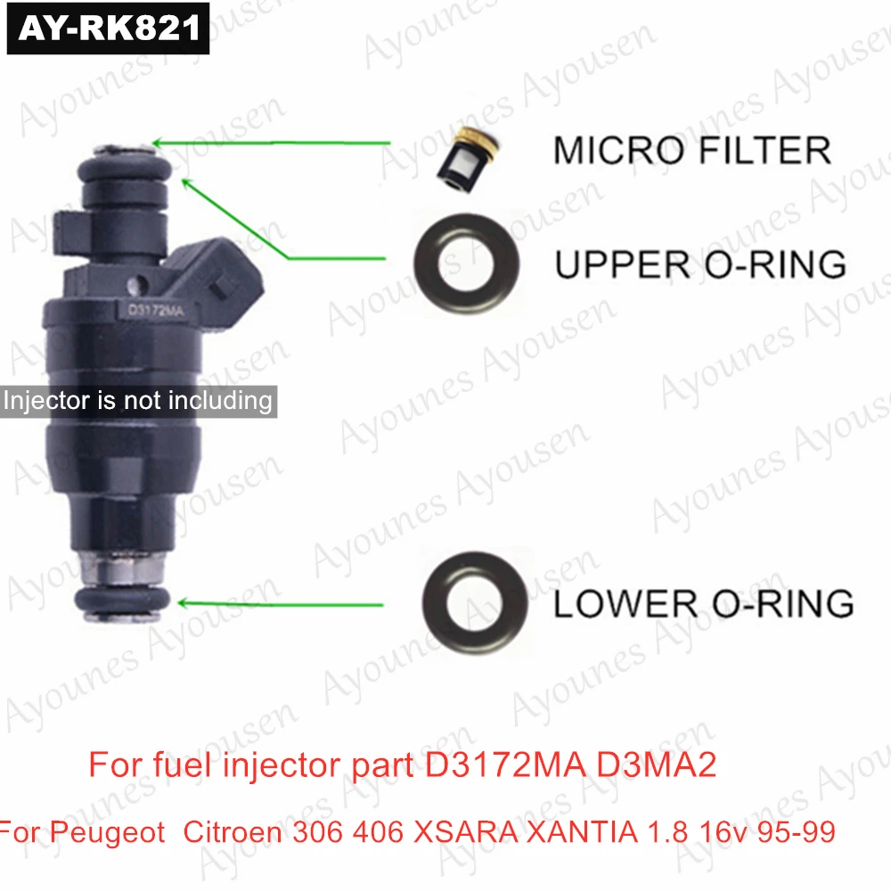 

200sets/600pcs Fuel Injector Repair Kit/Service Kit for Parts D3172MA D3MA2 for Peugeot Citroen 306 406 1.8 16v