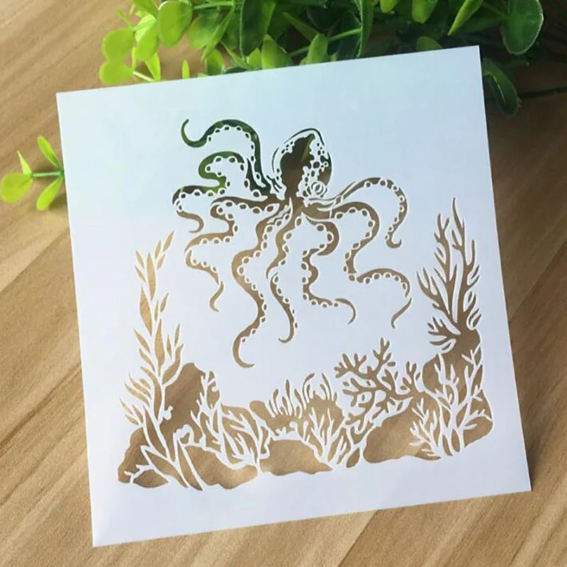 13cm Ocean Octopus DIY Layering Stencils Wall Painting Scrapbook Coloring Embossing Album Decorative Template