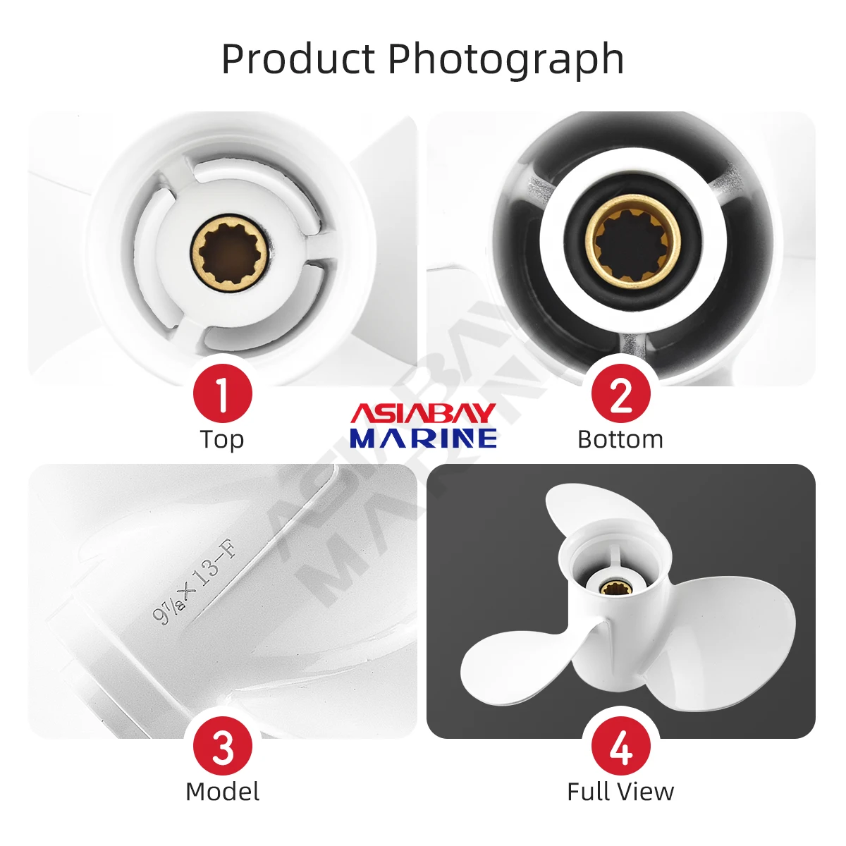 المروحة قارب المسمار سبائك الألومنيوم الخارجي ، 3 شفرة ، 10 Spline البحرية جزء المحرك لياماها 20HP 25HP 30HP 9 7/8*13