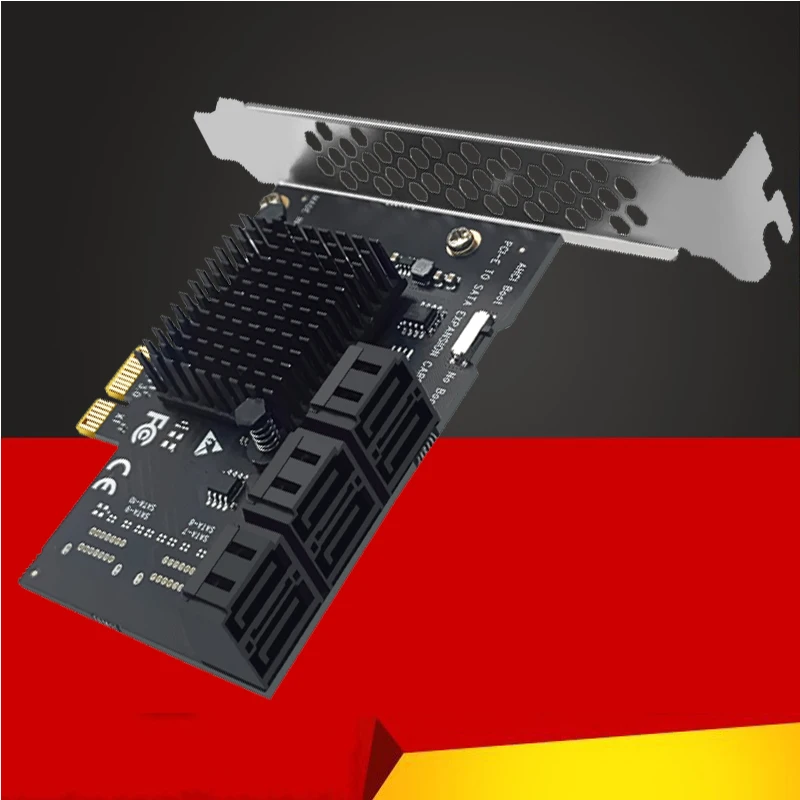 Chia Mining Riser 6 Ports SATA PCIE PCI-E Adapter PCIE to SATA Controller PCI Express X1 SATA 3.0 6Gbps Add on Cards for Windows