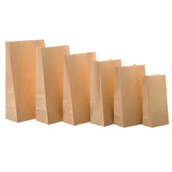 50/100pcs kraft paper bag gift bags packaging biscuit candy food cookie bread seen snacks baking takeaway bags