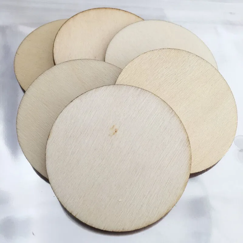 100Pieces 10mm 20mm 30mm 40mm Round Wood Cutout Circles Chips for Board Game Pieces,Arts & Crafts Projects,DTY Ornaments