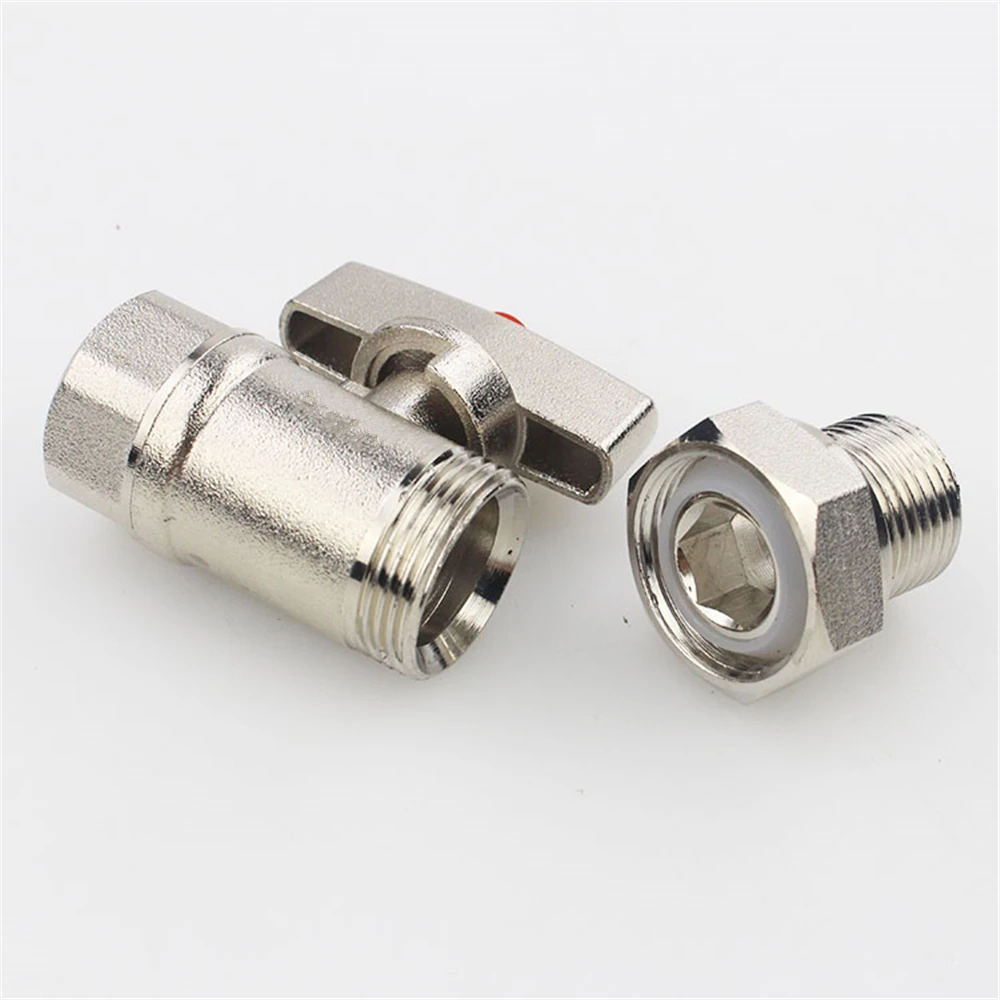 Cobre completo engrossado fio interno e externo conexão ao vivo duplo fio exterior curto lidar com válvula de esfera grande fluxo válvula de água