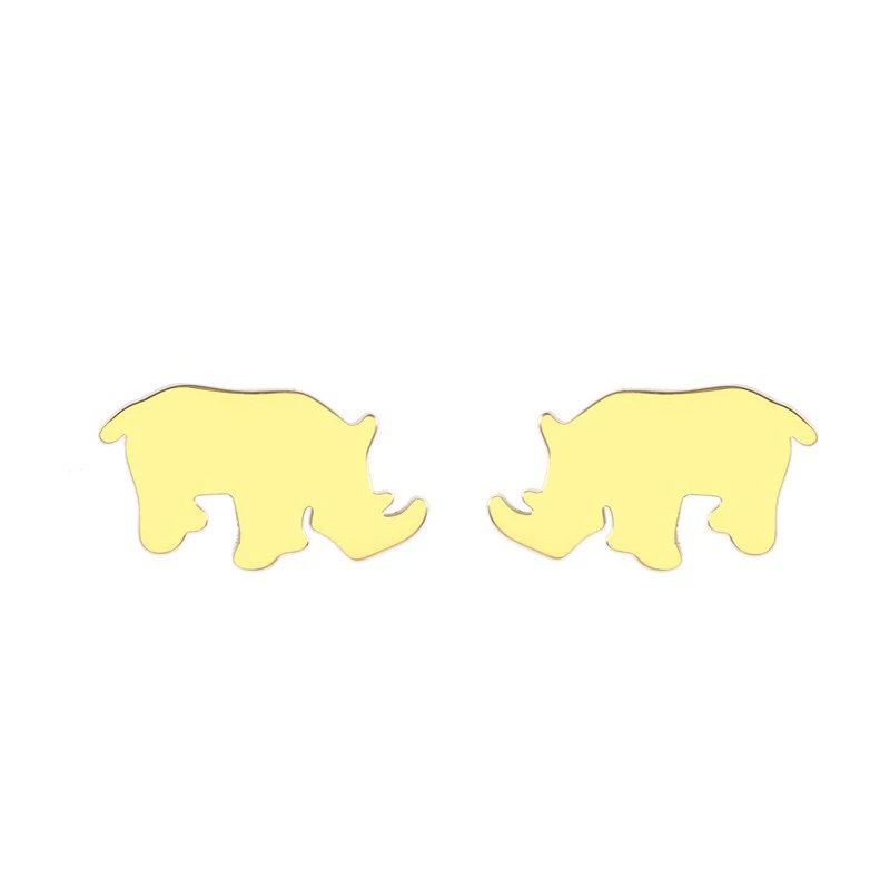 Rhino In Stainless Steel Children Teen Fashion Jewelry Girl Animal Stud Earrings Birthday Gift