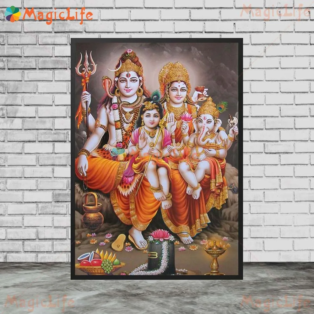 Shiva Hinduism Goddess of India Wall Art Canvas Painting God of Destruction Wall Pictures For Living Room Nordic Poster Unframed