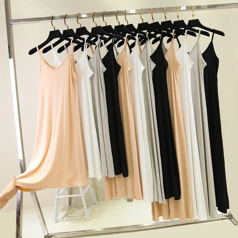 Spring Summer 2024 Woman Tank Dress Casual Modal Sexy Camisole Elastic Female Home Beach Dresses O-Neck Camis Sexy Dress