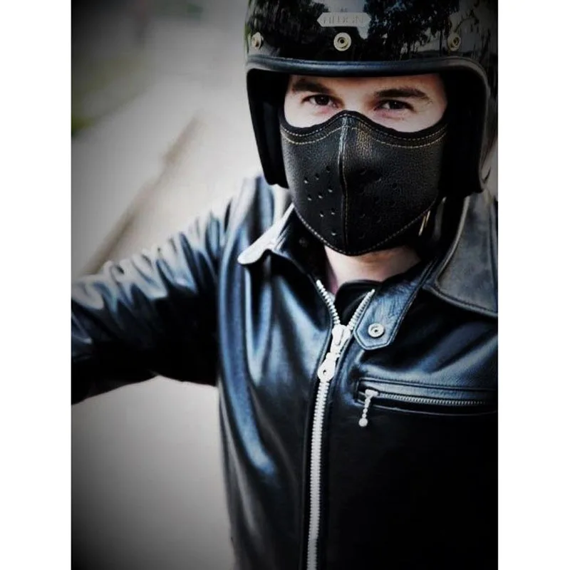 Men's Punk Motorcycle Mask Vintage Biker Mask Pu Leather Outdoor Windproof And Dustproof Mask Men Cosplay Masks