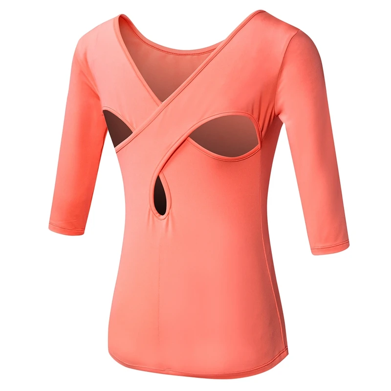 Yoga Shirt Women Gym Shirt Quick Dry Sports Dancing Shirts Cross Back Gym Top Women's Fitness Shirt  Sports Top Yoga t Shirt