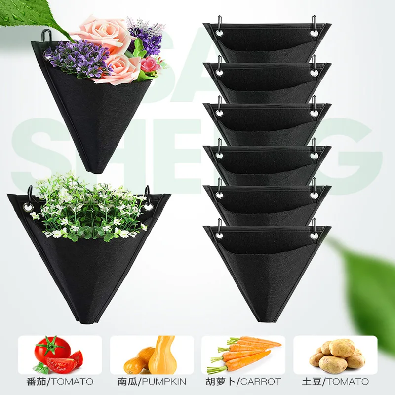 Vertical Hanging Garden Planter Flower Pots Layout Grow Bag Wall Mount Hanging Flowerpot Bag Indoor Outdoor Use Home Decor