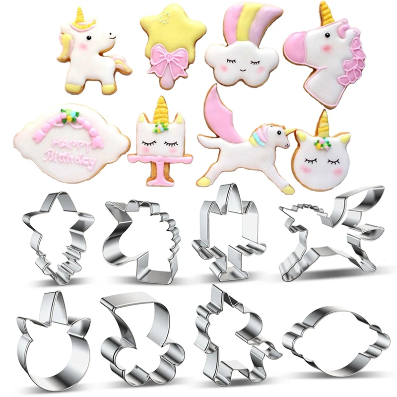 Stainless Steel Unicorn Cookie Cutter Candy Biscuit Mold Cake Pastry Fondant Mould Stamps Cutter Cake Decorating Tools