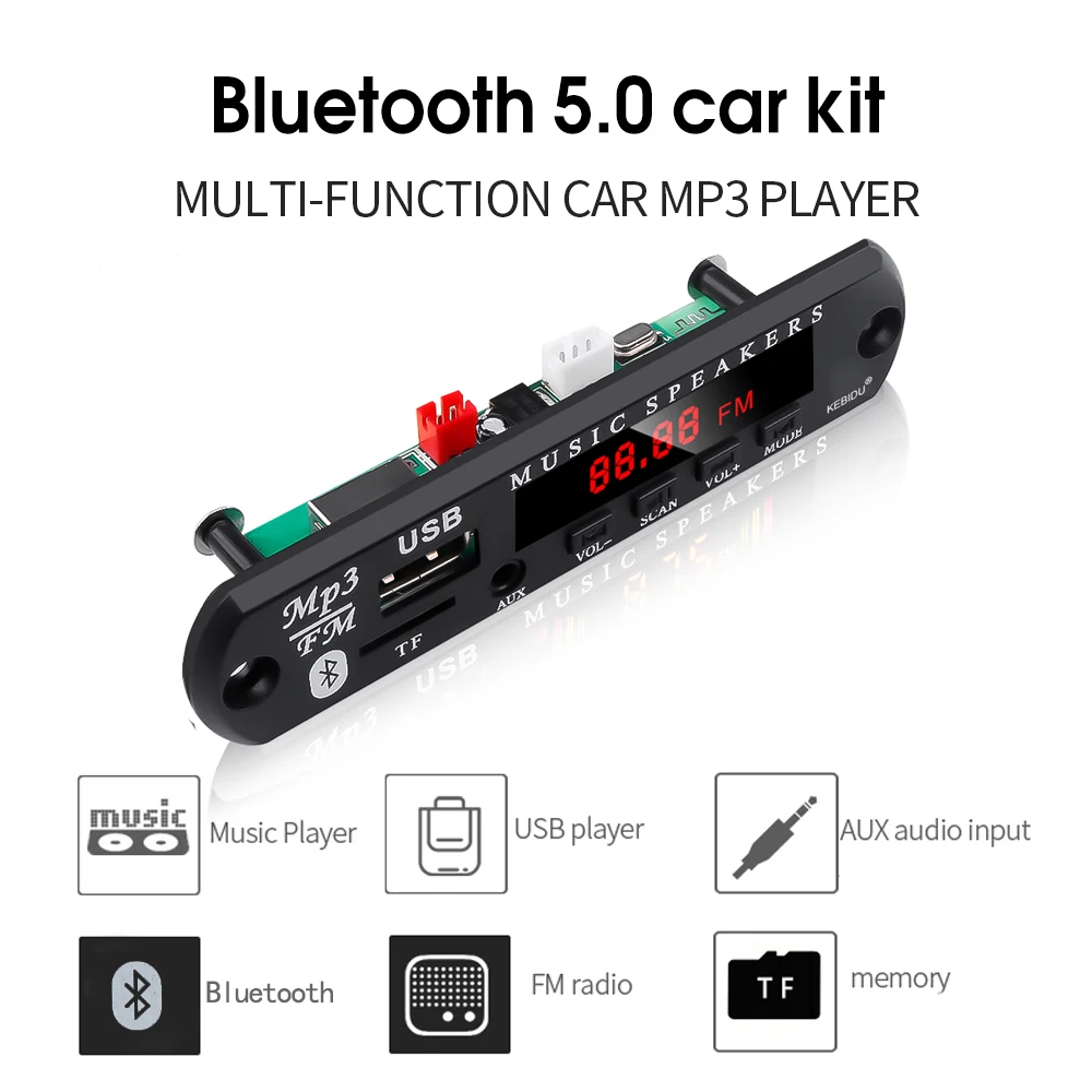 9V 12V Bluetooth5.0 MP3 WMA Decoder Board Audio Module USB Charge TF Radio  Wireless Music Car MP3 Player With Remote Control