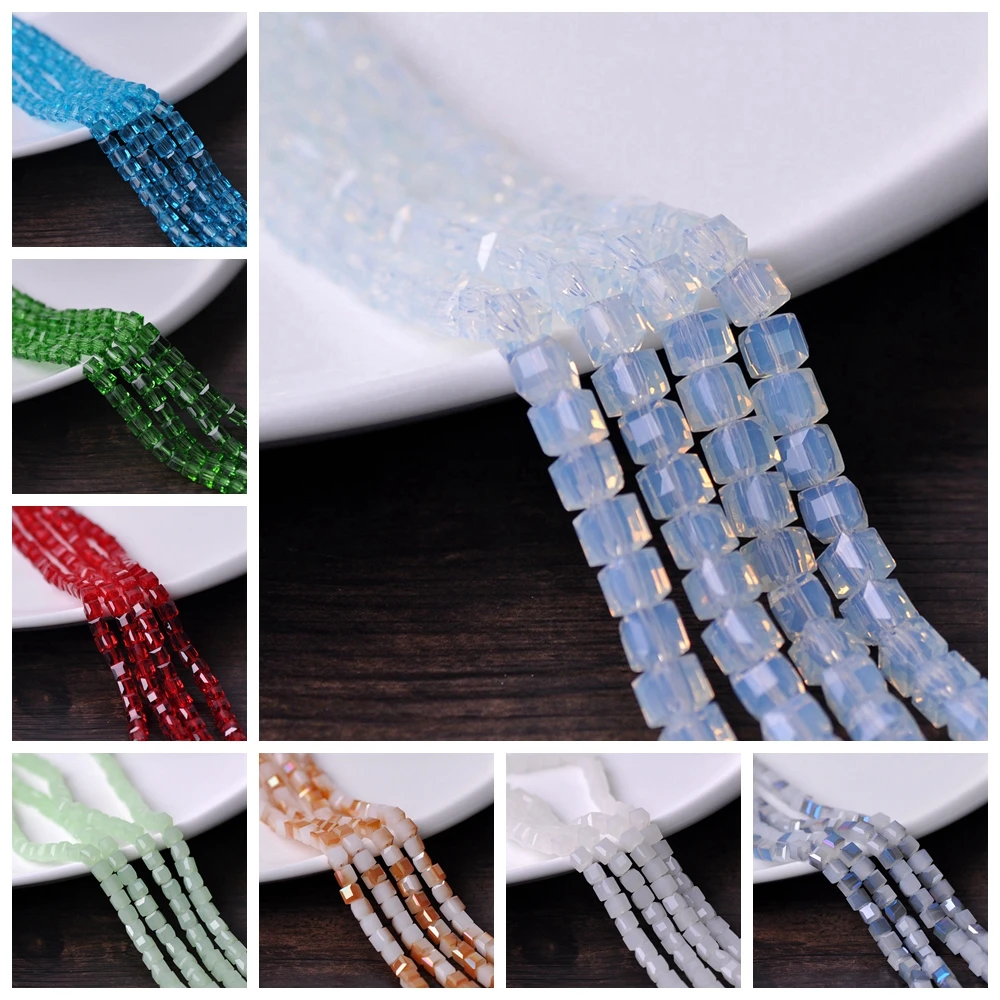 1 # Cube Square Faceted Czech Crystal Glass 3mm 4mm 6mm 8mm 10mm Loose Crafts Beads Wholesale Lot For Jewelry Making DIY