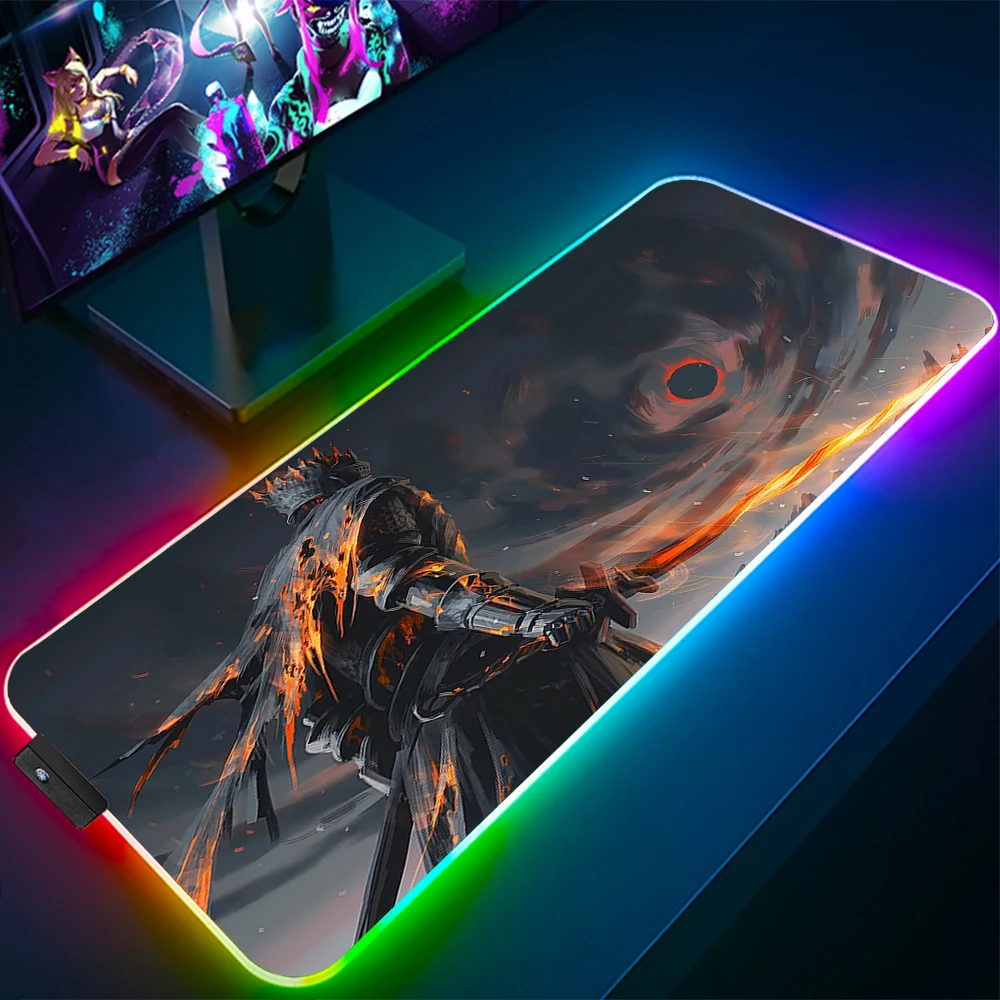 

Dark Souls Gaming Mouse Pad Computer Mousepad RGB Large Mouse Pad Gamer XXL Mouse Carpet Big Mause Pad PC Desk Mat with Backlit