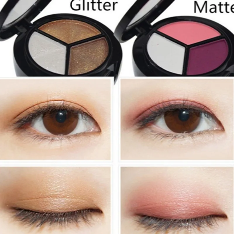 Waterproof Glitter Eyeshadow 3 Colors Women Eye Shadow Palette Eyeshadow Smokey Matte Shadow Palette Makeup Cosmetics Tools