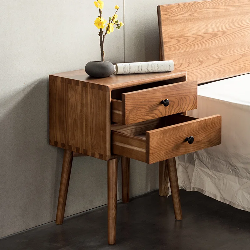 JOYLOVE Nordic Solid Wood Bedside Cabinet Modern Minimalist Small Cabinet Bedroom Ash Wood Bedside Storage Cabinet 2021