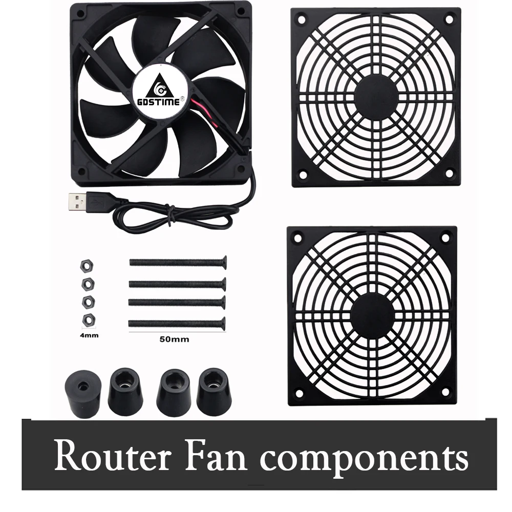 Gdstime 5V USB Cooler 140MM 120MM 92MM Fan USB Base TV Box Cooling Fan 12025 Router Fan W/Controller&Protective Net Desktop Fan