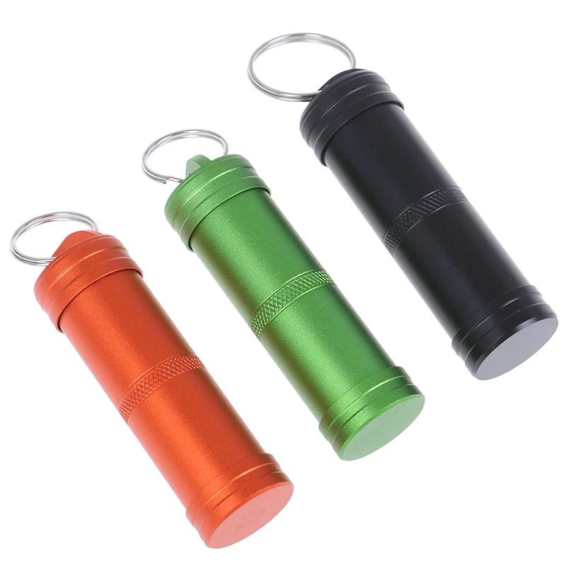 1PCS Waterproof Pill BoxCache Cache Drug Holder Container Keychain Medicine Box Outdoor Emergency Survival Travel Camp Tools