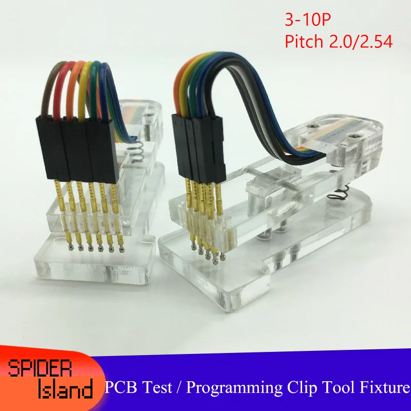 

Transparent New Acrylic Test Frame PCB Clip Fixture Probe Download Programming 2.54mm 2.0mm JTAG Test Tool with cable 3Pin-10Pin