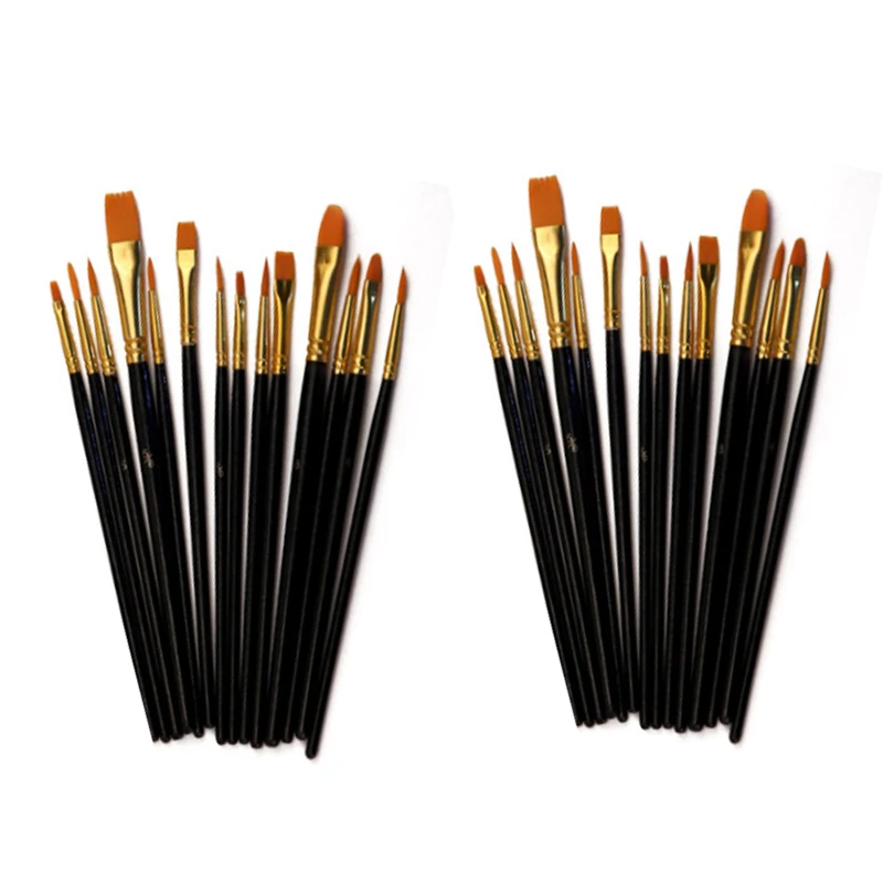 50pcs/Set High Quality Nylon Hair Oil Paint Brush Set Flat Brush Acrylic DIY Drawing Pen for Artists Painters Beginners Students