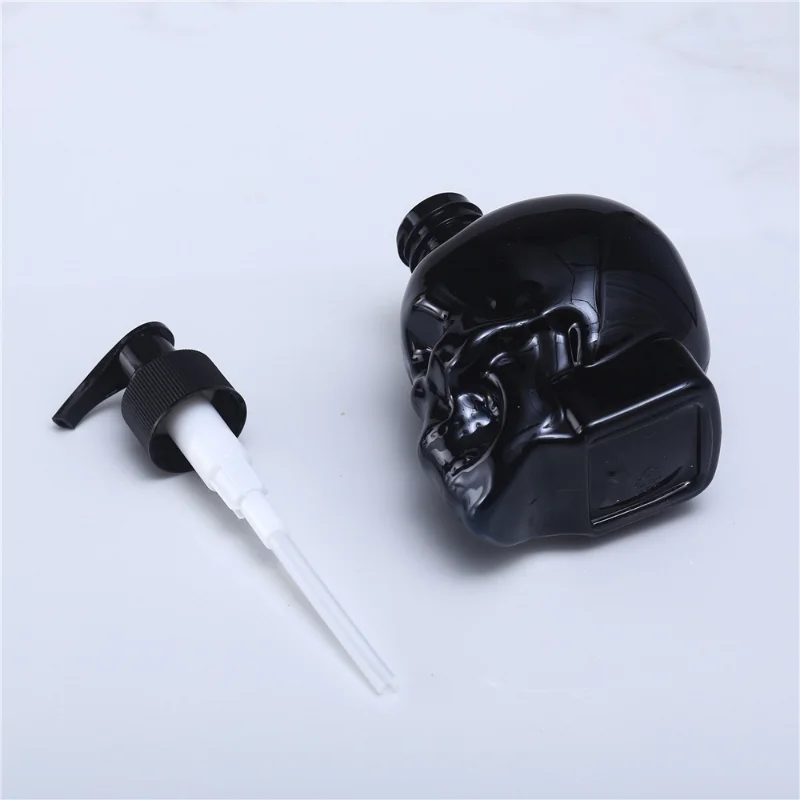 Creative Skull Liquid Soap Dispensers Black Plastic Hand Sanitizer Pump Bottles Shampoo Lotion Bottle Bathroom Storage Supplies