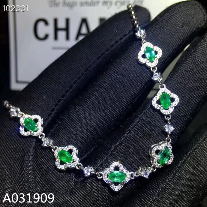 

KJJEAXCMY boutique jewelry 925 sterling silver inlaid Natural emerald gemstone ladies bracelet support detection fashion