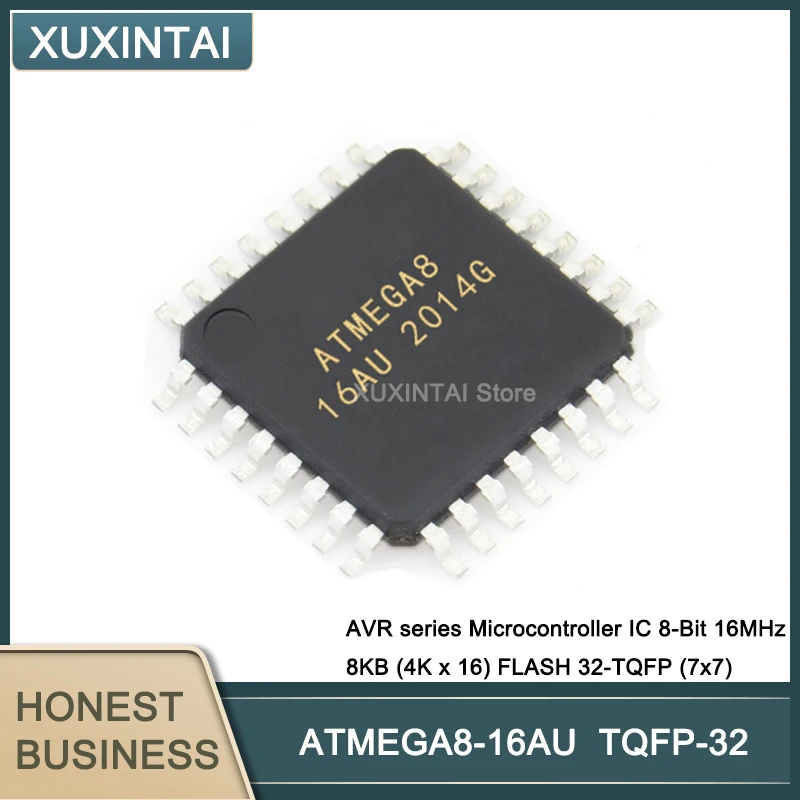 5Pcs/Lot  New Original  ATMEGA8-16AU ATMEGA8 AVR series Microcontroller IC 8-Bit 16MHz 8KB (4K x 16) FLASH TQFP-32 (7x7)