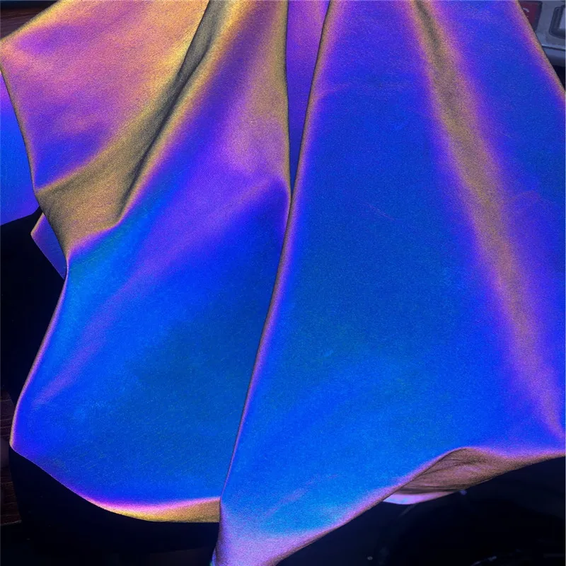 50cm*140cm Reflective Cloth Blue Luminous Polyester Soft Stretch Cloth Symphony Luminous Cloth Glow with Blue Light for Clothing