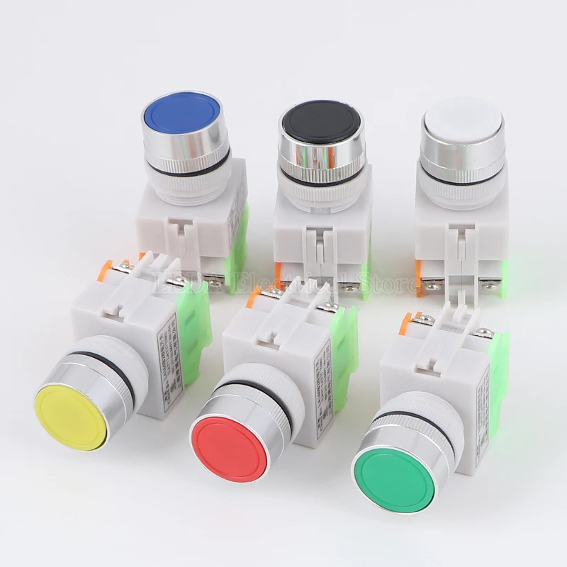 1Pcs 22mm LAY37 Y090 1NO 1NC Momentary/ Self Lock Push button Switches 4 screws 10A 660V Power Red Green Blue Yellow White Black