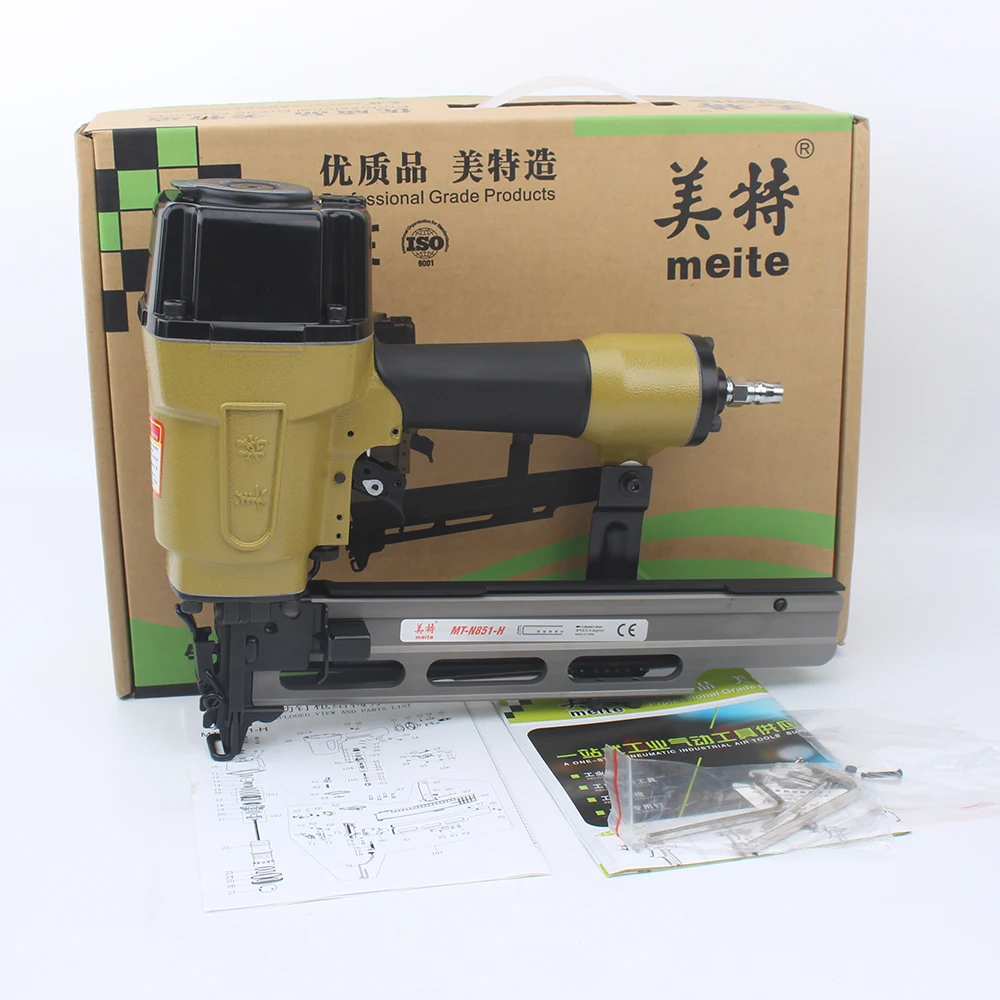 meite 16 GA MT-N851-H Heavy Duty Stapler Single Shot Or Continuous Shots Pneumatic  Nailer  51mm U  Nailing Deptn Adjustable