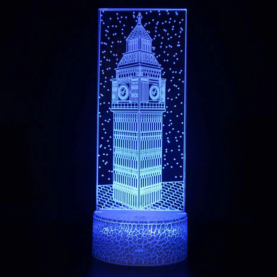 Pyramid Eiffel Tower Table Lamps Statue Of Liberty White House Big Ben 3d Desk Lamp Globe Colorful 3d Small Night Deco Lamps