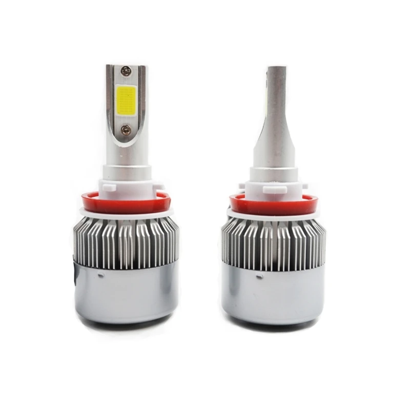 2 PCS C6 C9 H8 H11 LED Headlight 3800 LM 6000K IP68 Waterproof Car Auto LED White Light with 2 COB Lamps H8 LED Bulb DC 9-36V