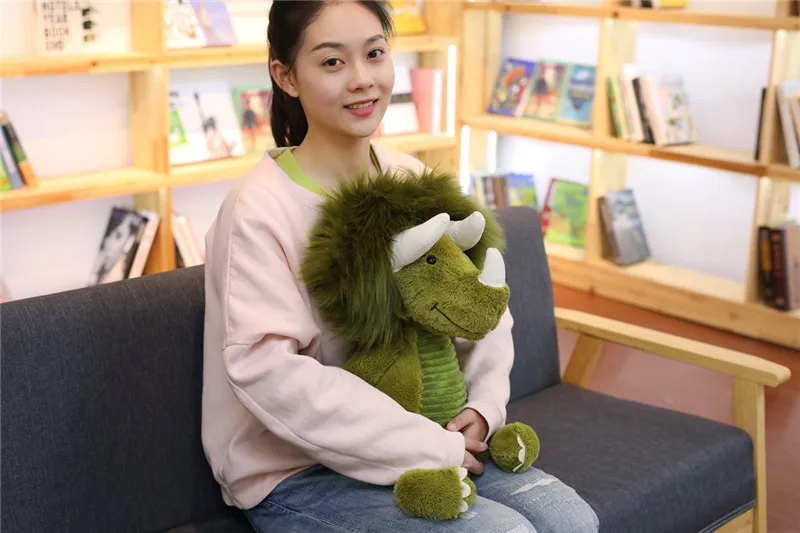 

about 35cm green rhinoceros plush toy cartoon rhinoceros soft doll birthday gift w2551