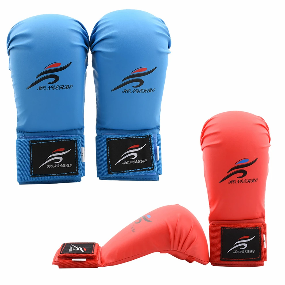 Cheap Karate Sparring Gloves Men Women WKF Training Mitts for Kids Red Blue Boxing MMA Pouching Bag Gloves Taekwondo Hand Gear