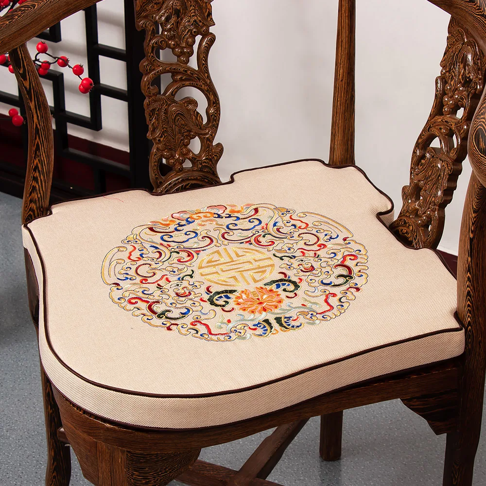 

Custom Fine Embroidery Joyous Gap Seat Pad Triangle Chair Cushion Anti-Slip Abnormal Chinese Cotton Linen Ethnic Concave Sit Mat