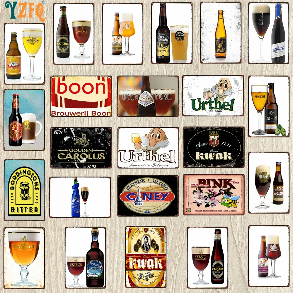 

【YZFQ 】Belgium Beer Metal Vintage Decorative Signs Wall Bar Home Restaurant kitchen Man Cave Decor Vintage 30X20CM DU-9217A