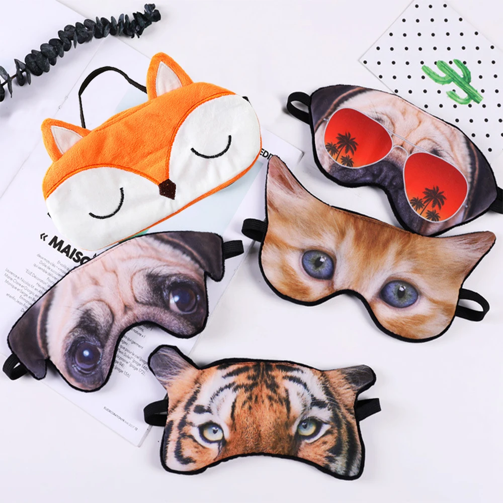 Maska na oczy 3D Animal Dog Tiger Fox Miękkie, światłoodporne osłony na oczy dla kobiet i mężczyzn do lepszego snu w podróży Maski do odpoczynku