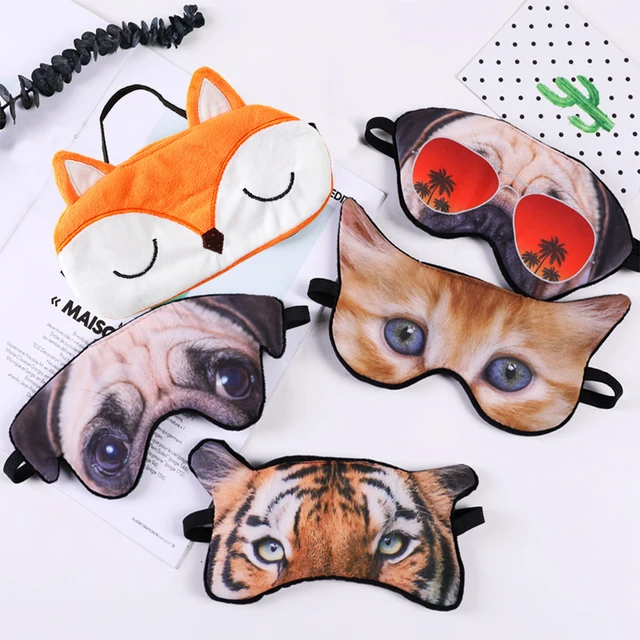 Maska na oczy 3D Animal Dog Tiger Fox Miękkie, światłoodporne osłony na oczy dla kobiet i mężczyzn do lepszego snu w podróży Maski do odpoczynku