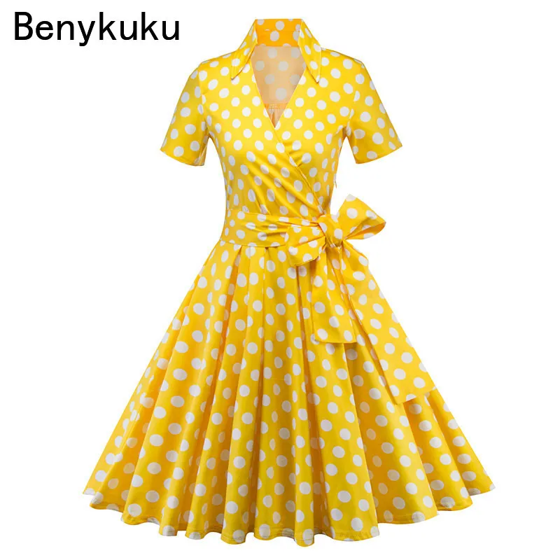 Audrey Hepburn 50s 60s Pinup Rockabilly Dress Summer Clothes for Women Polka Dot Robe Vintage Housewife Swing Dresses Vestidos