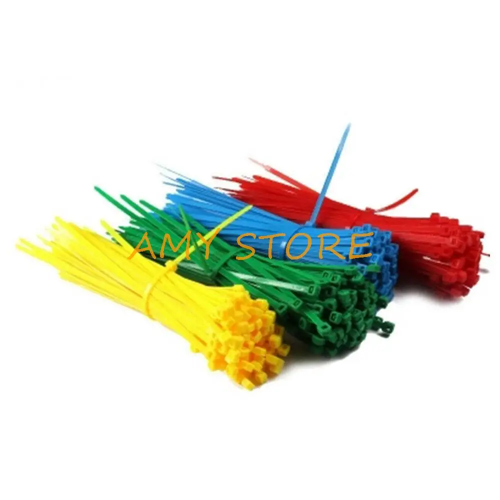 100 Stuks Vervangen 4X200Mm Kabelbinder Bundel Plastic Nylon Zelfsluitende Fastener Clip Clamp Rood Geel blauw Groen Zwart Wit