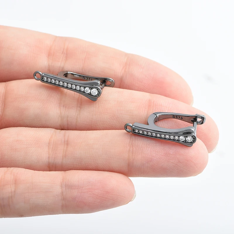 Neue große Ohrringe Verschlüsse Ohrring Haken Erkenntnisse DIY Frau Schmuck Zubehör Messing AAA Zirkon vergoldet 22K Gold