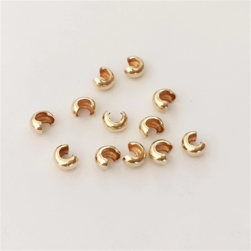 100% 14K Goldfilled Endperlen Gold-Crimp-Cover Schmuckherstellung Handgemachtes DIY-Zubehör Gold-Schmuckzubehör Rocailles – Detail 26