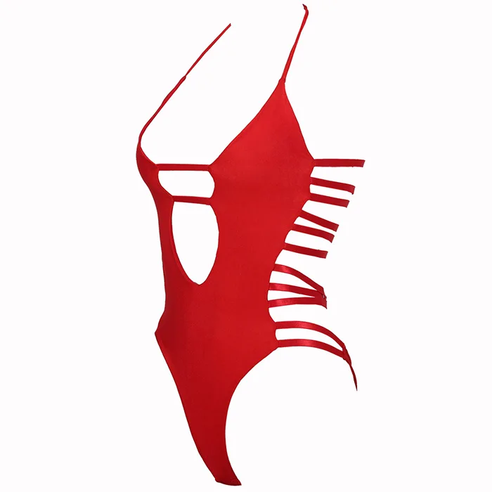 عميق الخامس الرقبة بيكيني ملابس السباحة النسائية الرسن ثوب السباحة 2021 Monokini سلسلة مثير ملابس السباحة قطعة واحدة عالية قطع ملابس السباحة #2