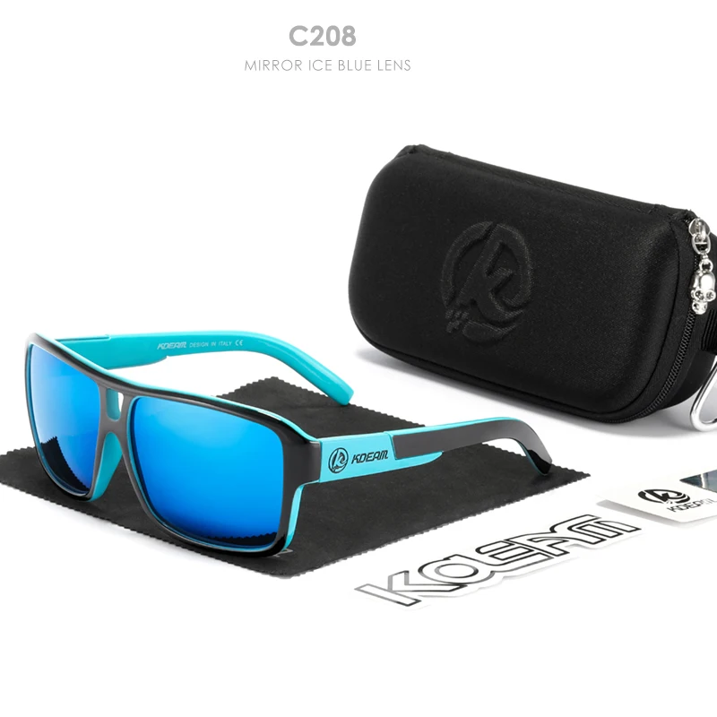 KDEAM Jam Lifestyle Herren-Sonnenbrille, polarisiert, quadratisch, übergroß, Blitzspiegel, Sonnenbrille, Hartbox im Lieferumfang enthalten – Detail 12