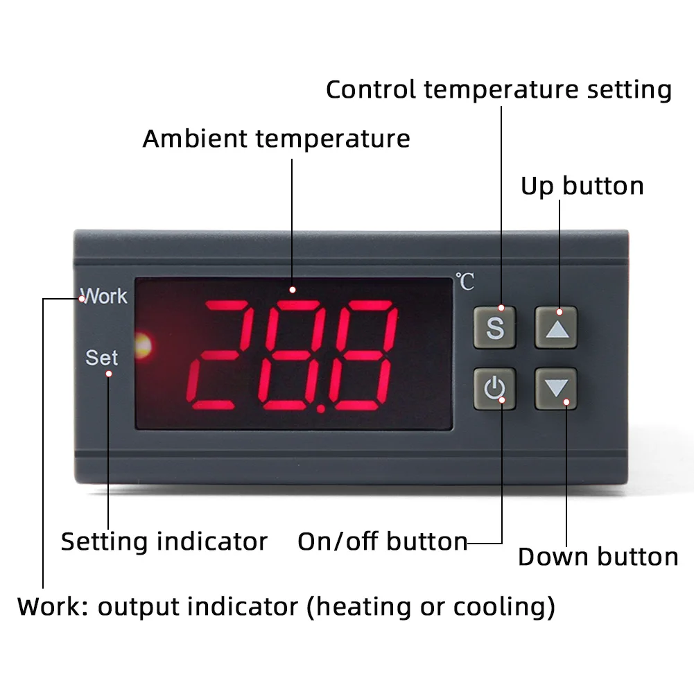 Digital Temperature Controller MH1210W AC90-250V 10A 220V Thermostat Regulator with Sensor -50~110C Heating Cooling Control