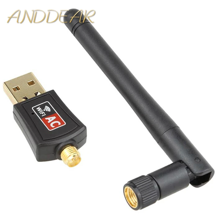 802.11B/G/N/AC dwuzakresowy 600 mb/s RTL8811CU bezprzewodowy Adapter USB WiFi dongle z 2.4G i 5.8G zewnętrzny Wifi antena dla androida